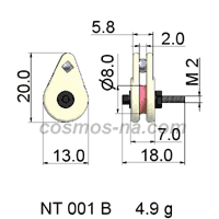 WIRE GUIDE CAGED PULLEY NT 001 - B DIMENSIONS
