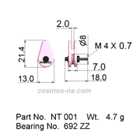 GUIDE PULLEYS, CAGED PULLEY PART NO. NT 001, WT. 4.7 G
