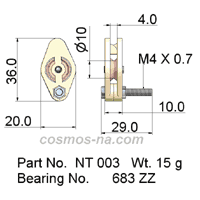 GUIDE PULLEYS, CAGED PULLEY PART NO. NT 003, WT. 15 G