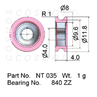 Guide Pulleys. Solid Ceramic Pulley NT 035