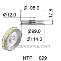WIRE GUIDE PLASMA SPRAYED PULLEY NTP 099 DIMENSIONS